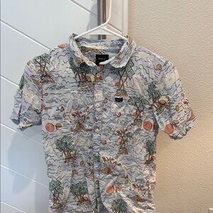 RVCA Boys Casual Beach Print Shirt - Gray and Orange